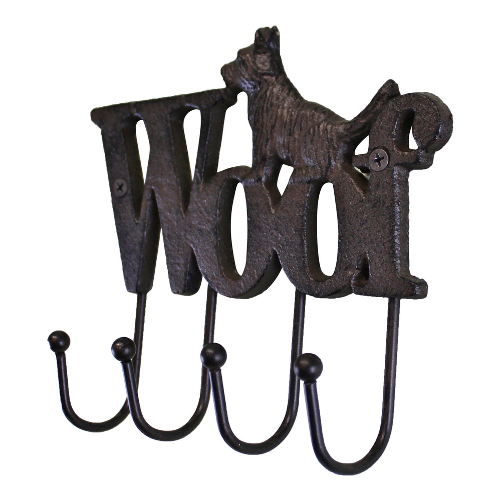 Rustic Cast Iron Wall Hooks, Dog Design With 4 Hooks - Smiddy Furniture-2