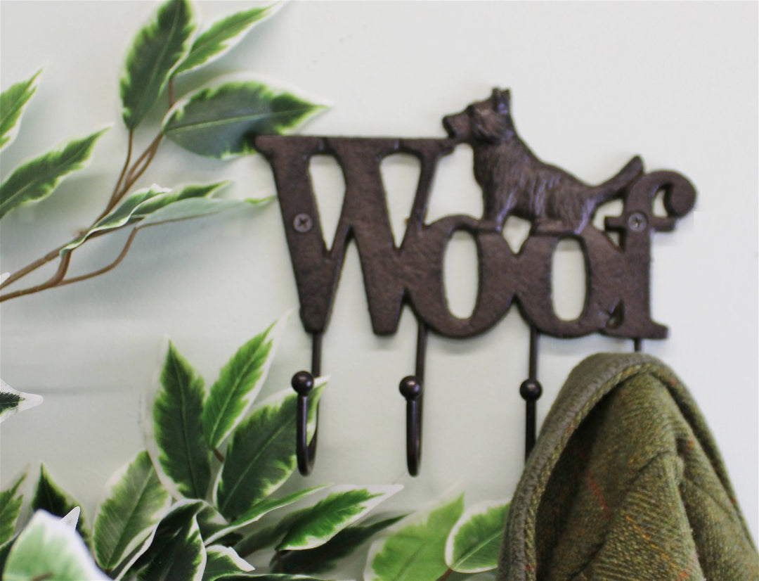 Rustic Cast Iron Wall Hooks, Dog Design With 4 Hooks - Smiddy Furniture-3