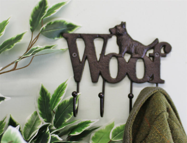 Rustic Cast Iron Wall Hooks, Dog Design With 4 Hooks - Smiddy Furniture-3