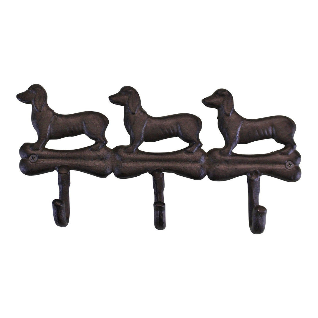 Rustic Cast Iron Wall Hooks, Sausage Dog Design With 3 Hooks - Smiddy Furniture-1