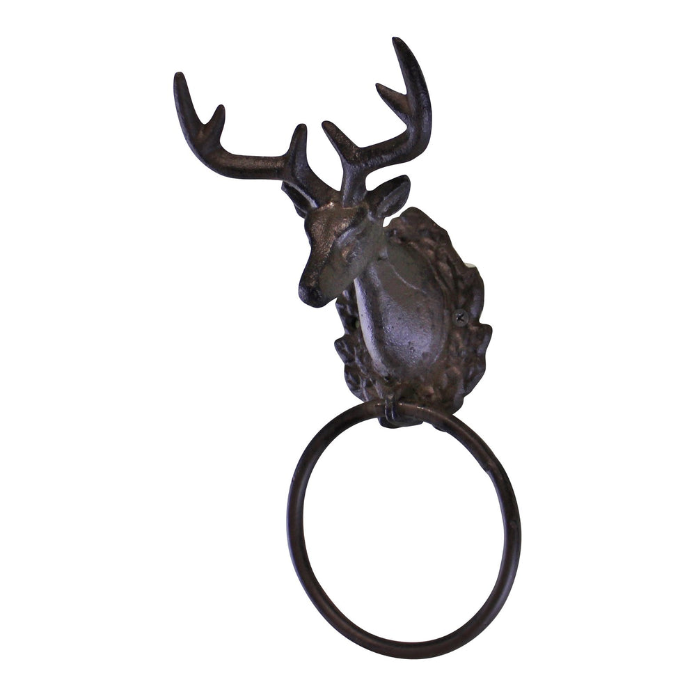 Cast Iron Rustic Towel Ring, Stag Head Design - Smiddy Furniture-2