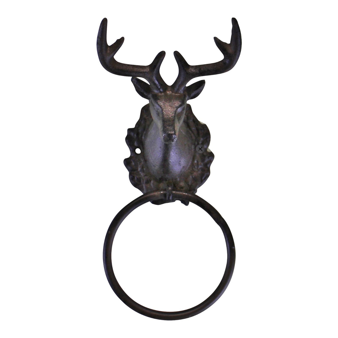 Cast Iron Rustic Towel Ring, Stag Head Design - Smiddy Furniture-1