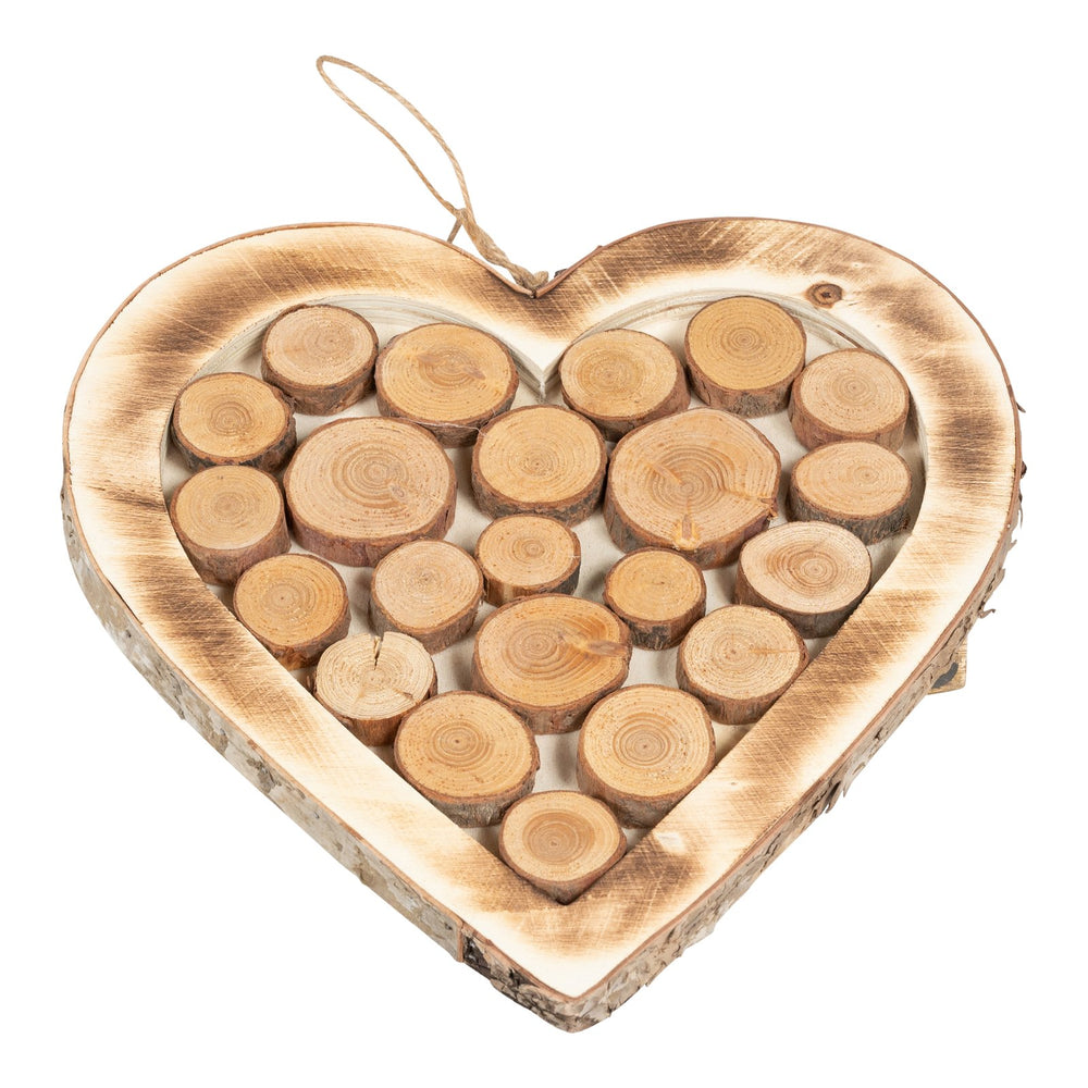 Wooden Hanging Heart With Burnt Effect 28cm - Smiddy Furniture-2
