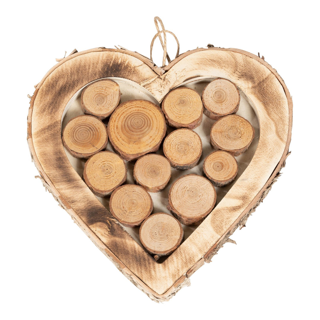 Wooden Hanging Heart With Burnt Effect 28cm - Smiddy Furniture-1