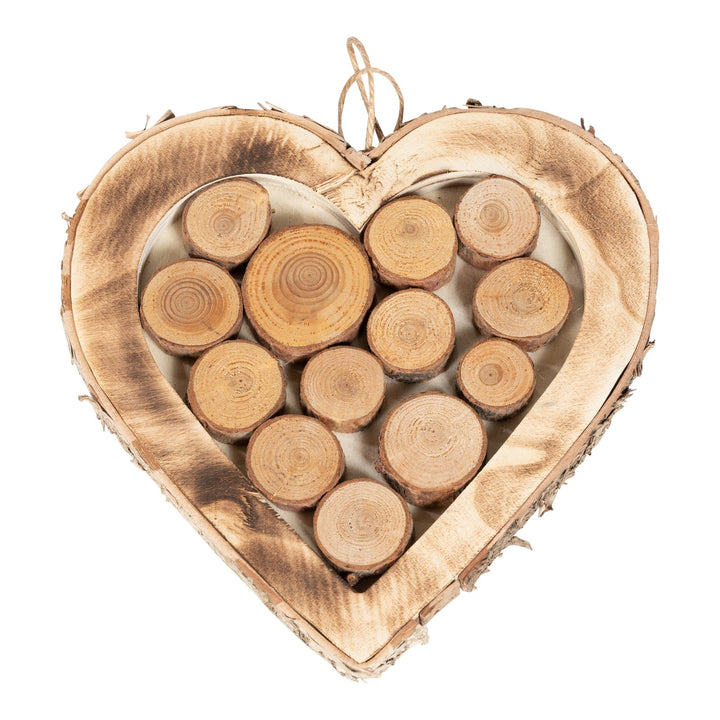 Wooden Hanging Heart With Burnt Effect 28cm - Smiddy Furniture-1