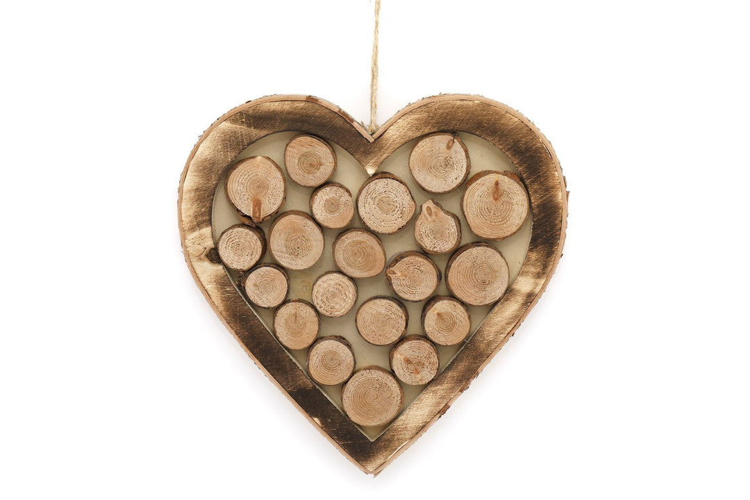 Wooden Hanging Heart With Burnt Effect 33cm - Smiddy Furniture-1