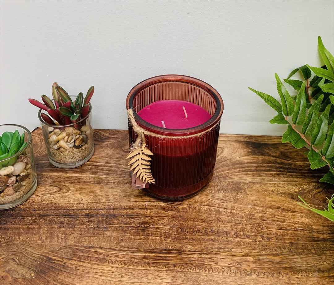 Forest Mist Leaf Glass Scented Candle (Assorted Colours) - Smiddy Furniture-4