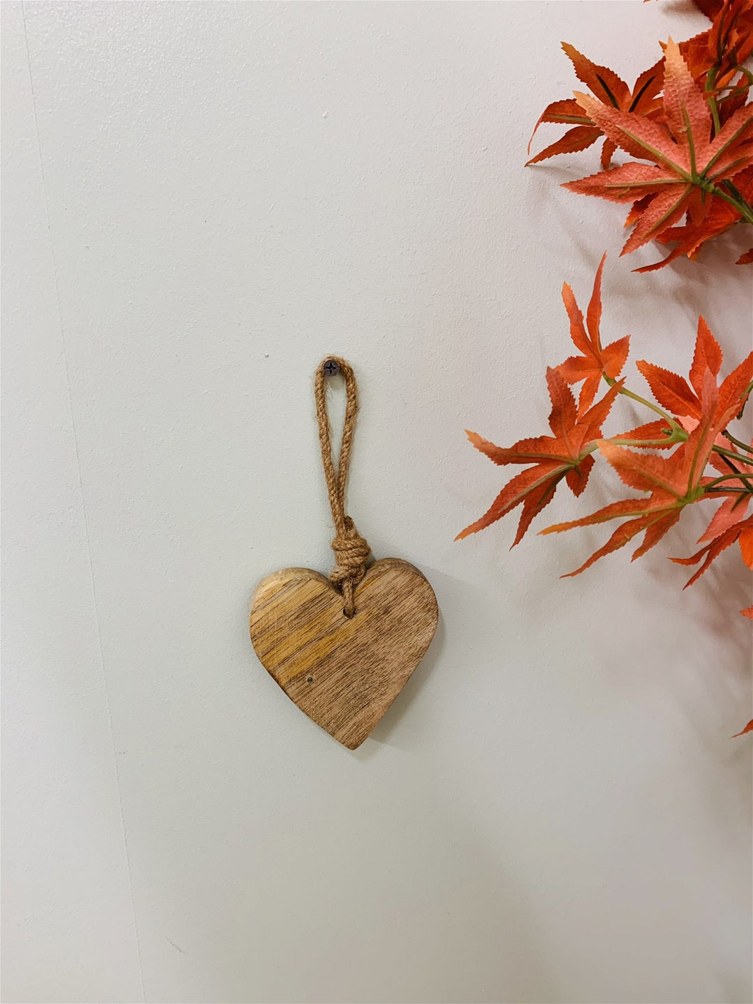 Wooden Hanging Heart With Silver Metal Heart - Smiddy Furniture-2