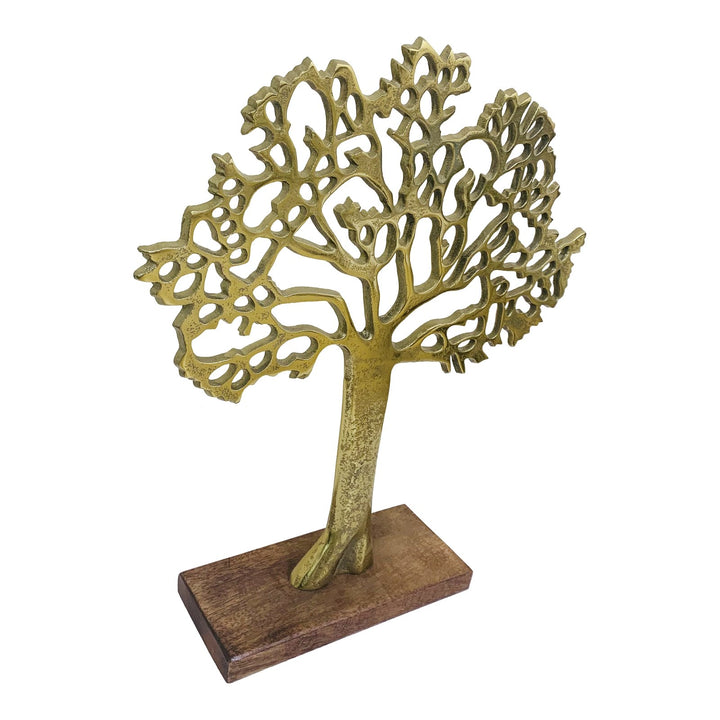 Antique Gold Tree On Wooded Base 27cm - Smiddy Furniture-3