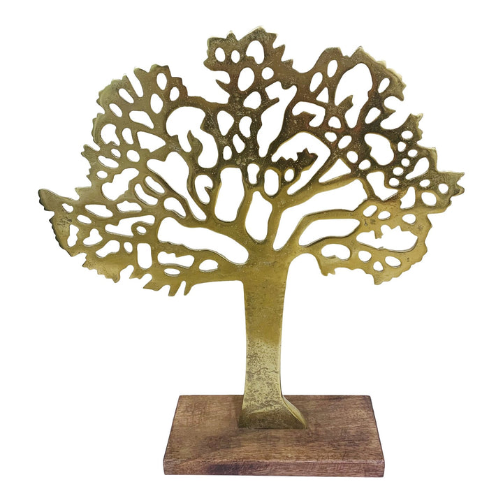 Antique Gold Tree On Wooded Base 27cm - Smiddy Furniture-4