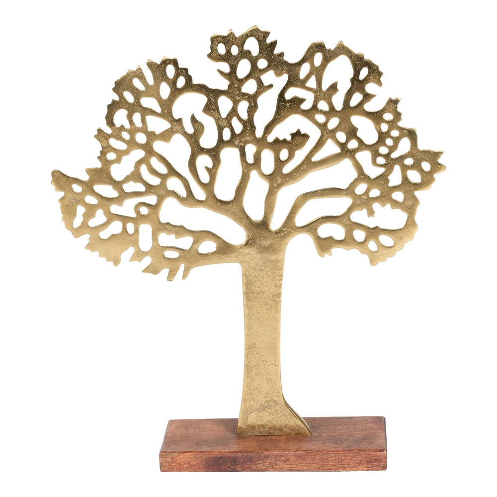 Antique Gold Tree On Wooden Base Medium - Smiddy Furniture-2