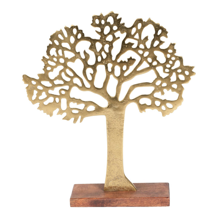 Antique Gold Tree On Wooden Base Medium - Smiddy Furniture-2