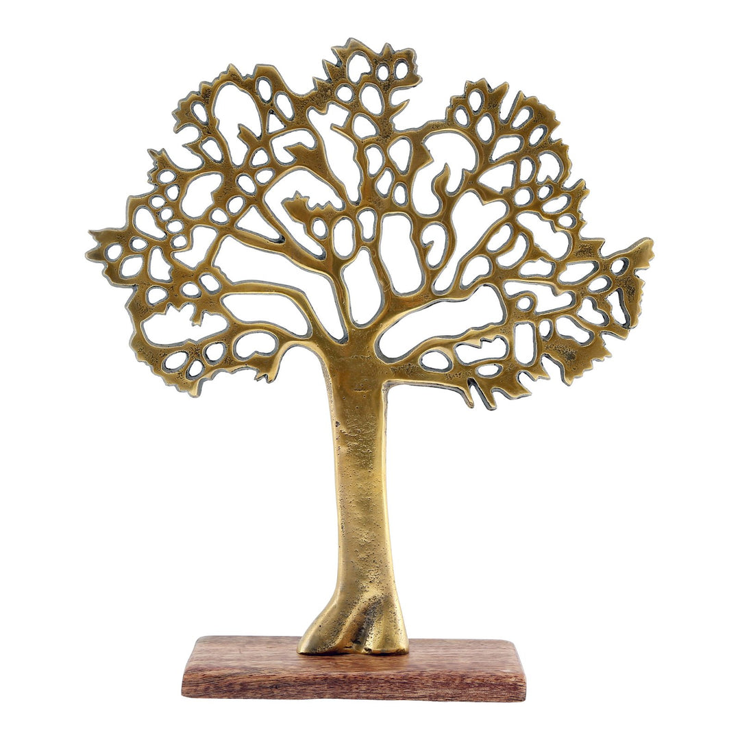 Antique Gold Tree On Wooden Base Medium - Smiddy Furniture-1