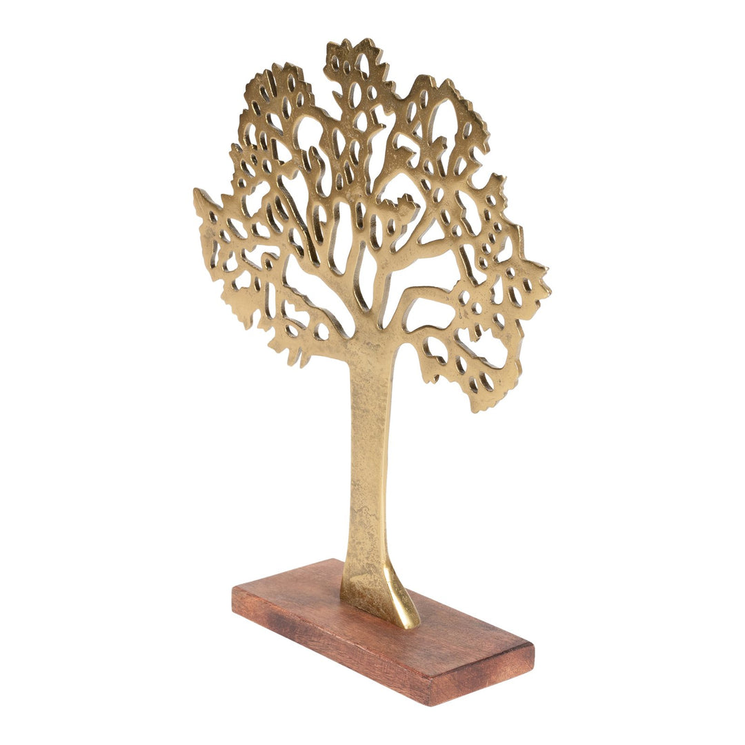 Antique Gold Tree On Wooden Base Large - Smiddy Furniture-2