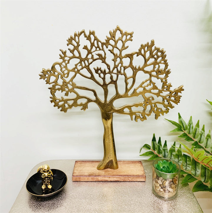 Antique Gold Tree On Wooden Base Large - Smiddy Furniture-3