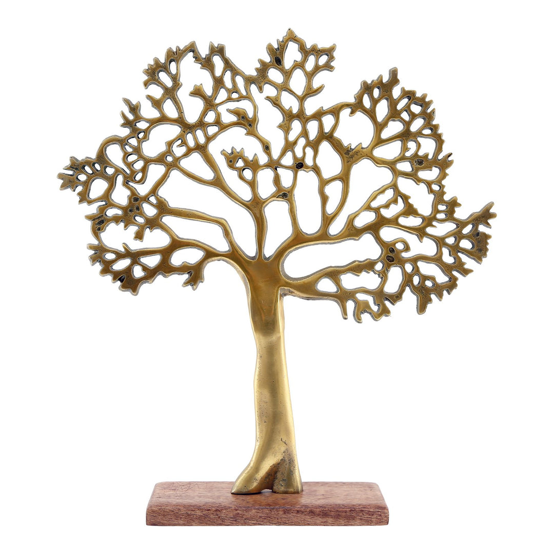 Antique Gold Tree On Wooden Base Large - Smiddy Furniture-1
