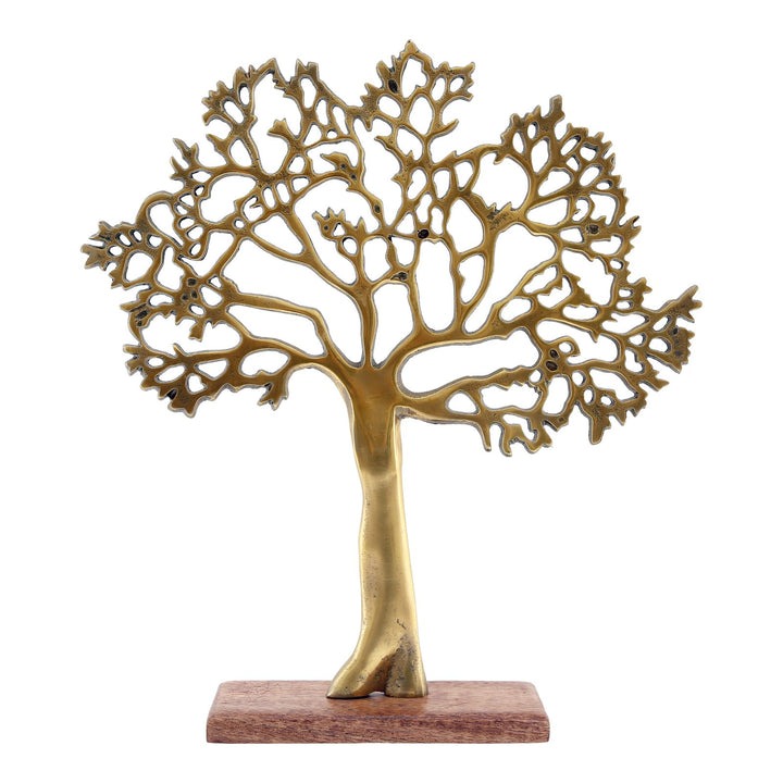 Antique Gold Tree On Wooden Base Large - Smiddy Furniture-1