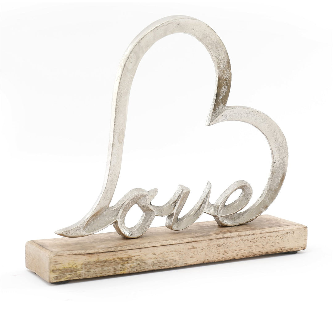 Metal Heart of Love On A Wooden Base - Smiddy Furniture-1