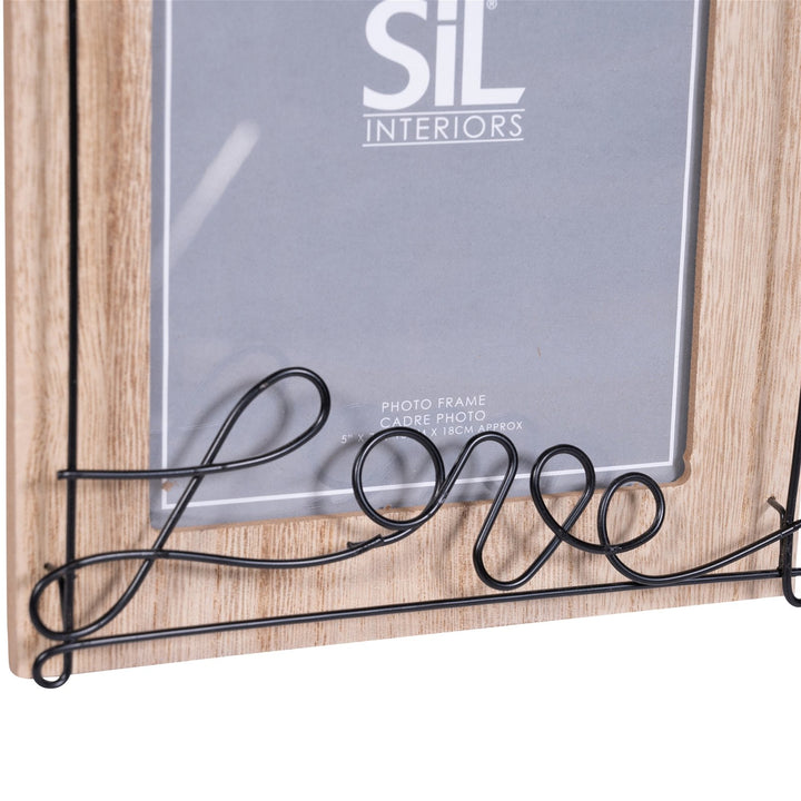 Wooden Photo Frame with Black Wire Love Script 5x7" - Smiddy Furniture-3