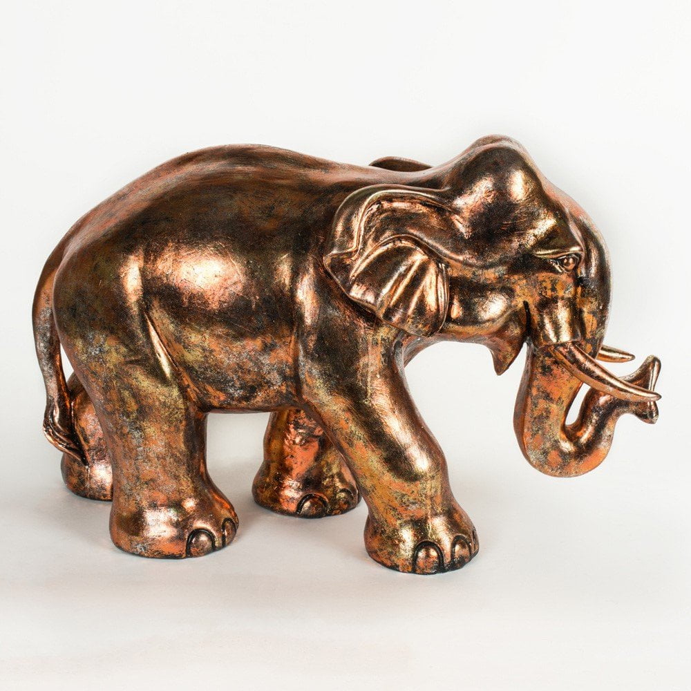 Small Copper Elephant Figurine - Smiddy Furniture