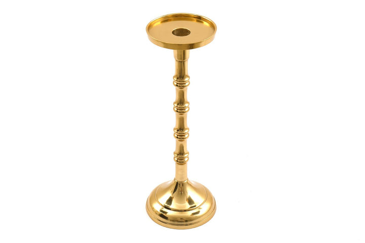 Gold Pillar Candlestick Large - Smiddy Furniture-1