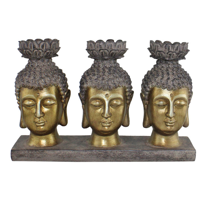 Triple Candle Holder, Buddha Design - Smiddy Furniture-1