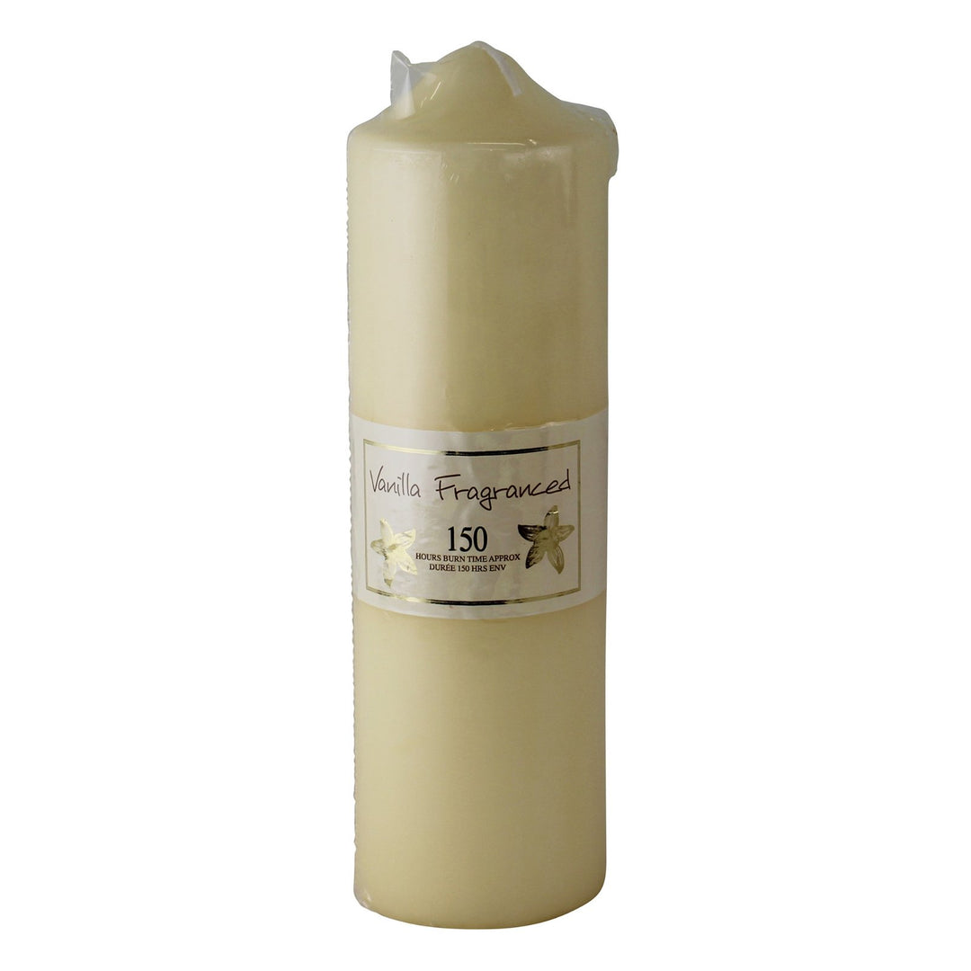Vanilla Fragranced Pillar Candle, 150hr Burn Time - Smiddy Furniture-1