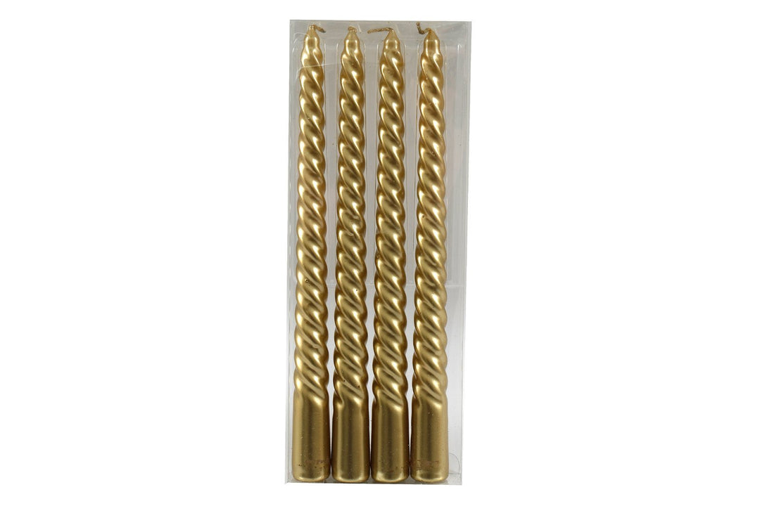 Set of Four Gold Twist Taper Candles - Smiddy Furniture-1
