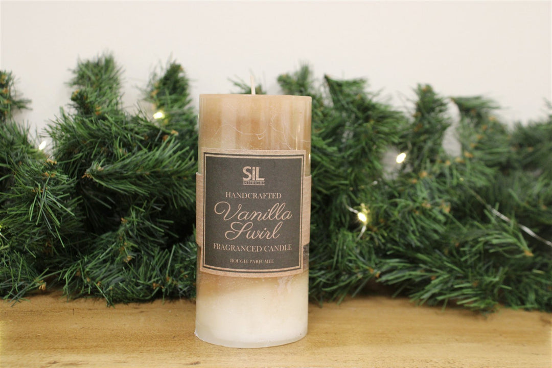 Vanilla Swirl Ombre Pillar Candle - Smiddy Furniture-2