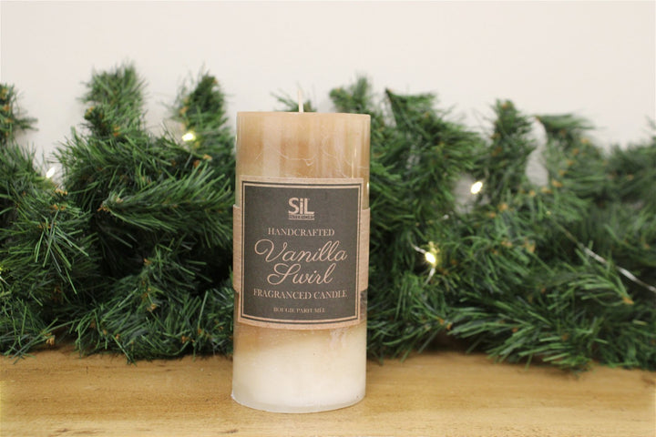 Vanilla Swirl Ombre Pillar Candle - Smiddy Furniture-2