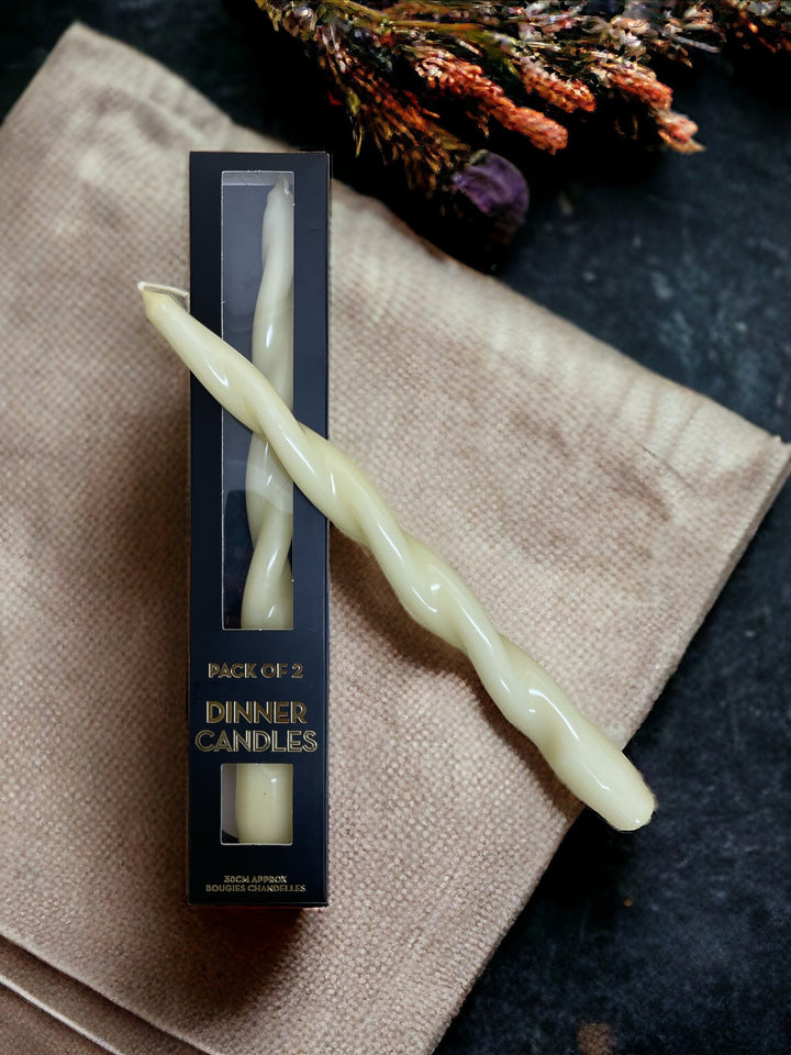 Twist Candles Pack of 2, Ivory - Smiddy Furniture-4