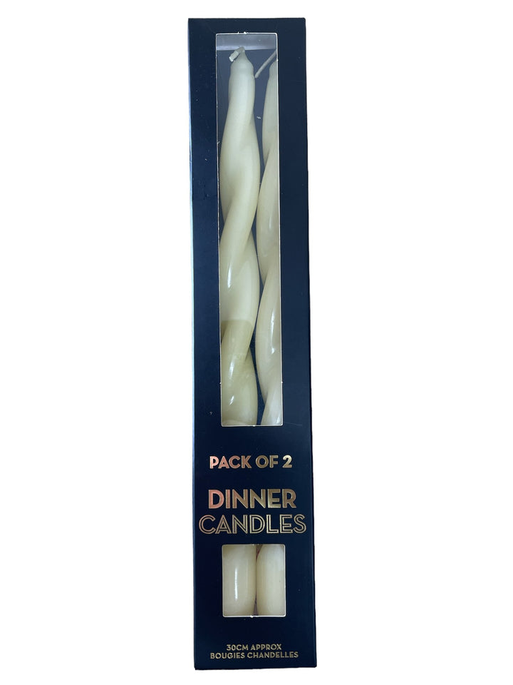 Twist Candles Pack of 2, Ivory - Smiddy Furniture-1