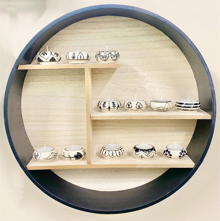 Pack of 12 Ceramic Black & White Crackle Tealights - Smiddy Furniture-2