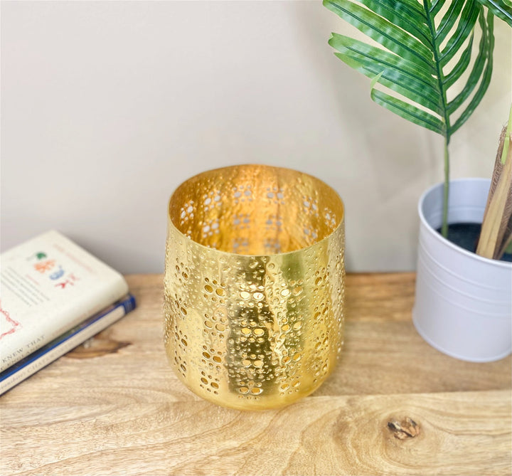 Large Gold Candle Pot 20cm - Smiddy Furniture-2