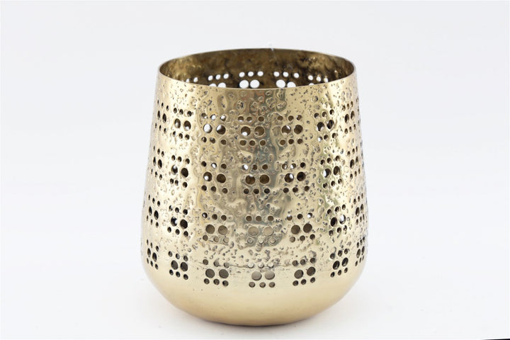Large Gold Candle Pot 20cm - Smiddy Furniture-1