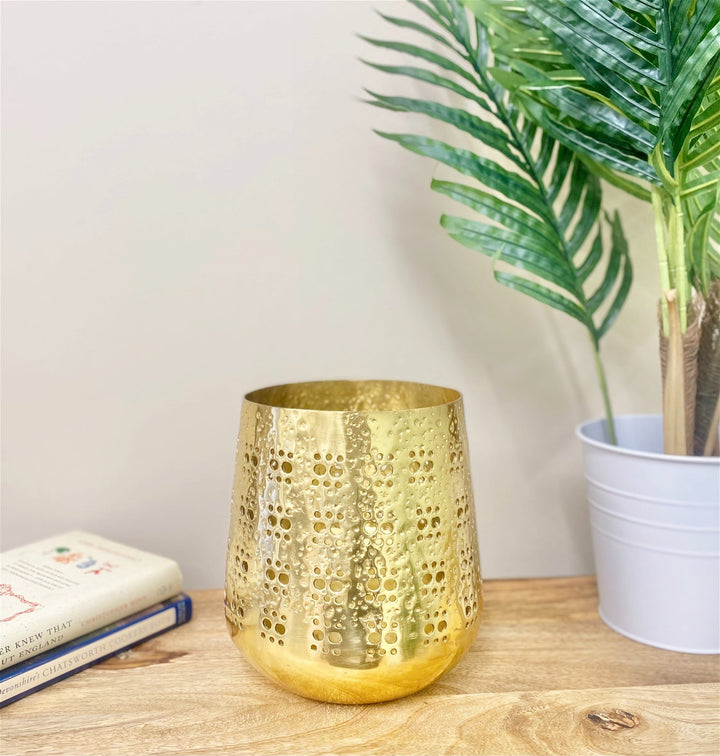 Large Gold Candle Pot 20cm - Smiddy Furniture-3