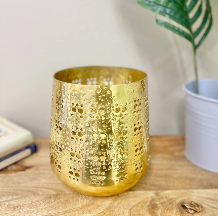 Large Gold Candle Pot 20cm - Smiddy Furniture-4
