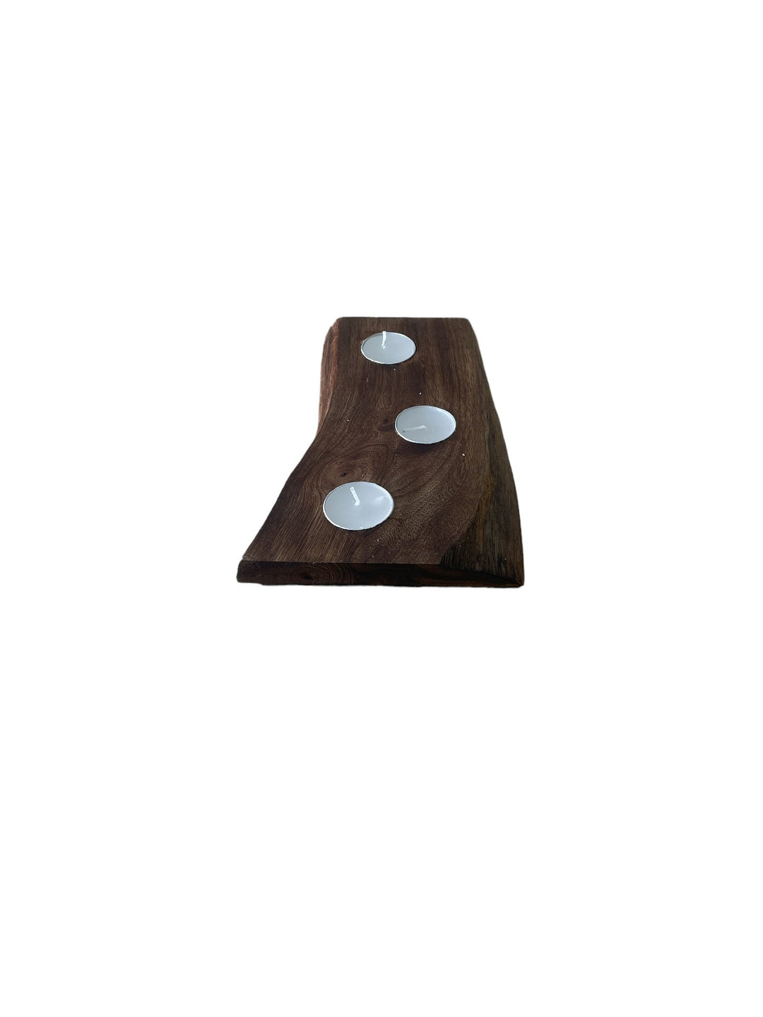 Short Mango Wood 3 Tea Light Holder 25cm - Smiddy Furniture-1
