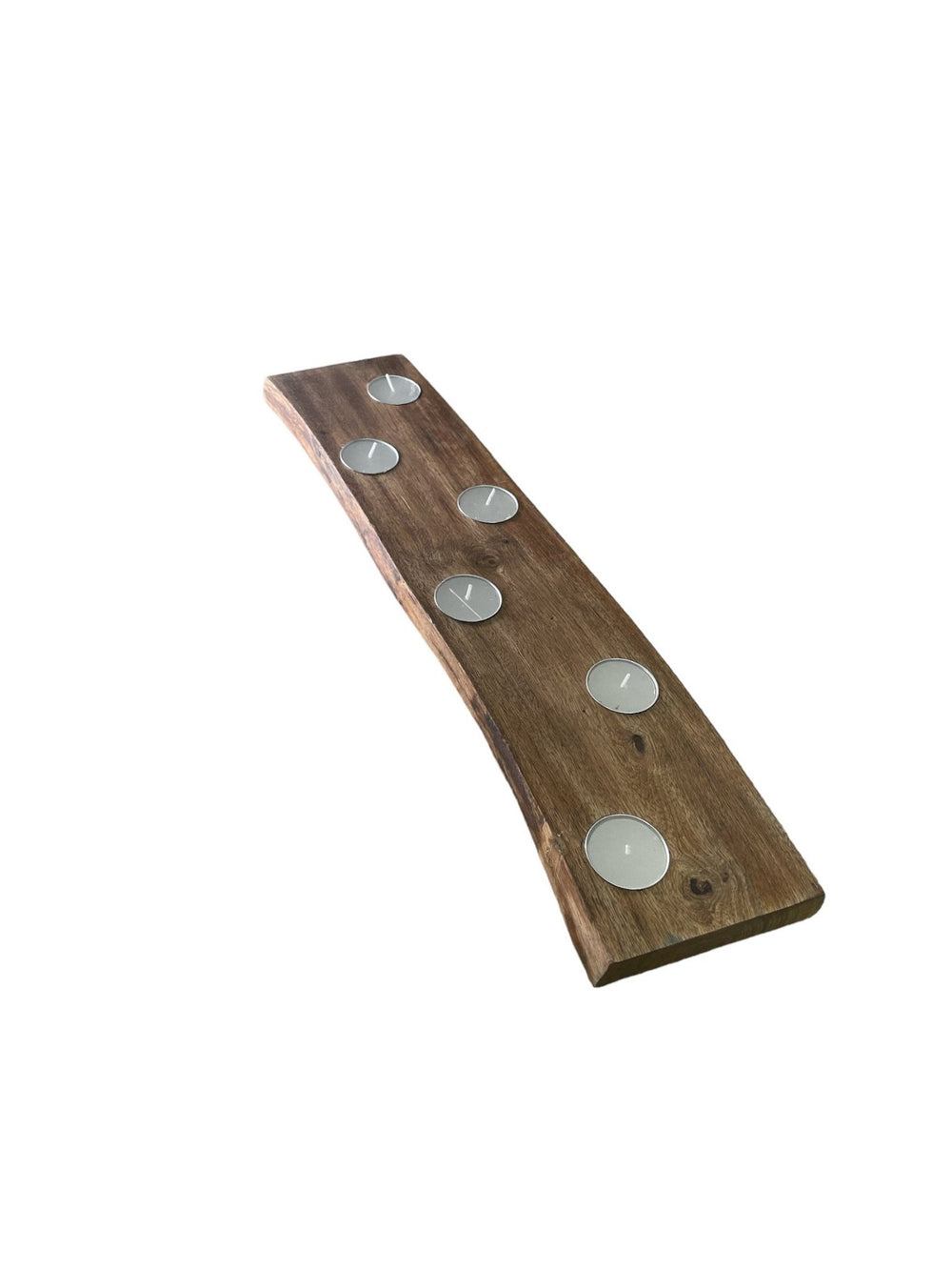 Long Mango Wood 6 Tea Light Holder 49cm - Smiddy Furniture-2