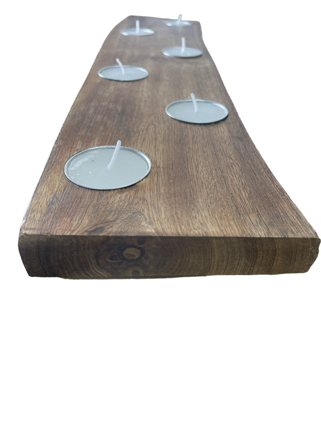 Long Mango Wood 6 Tea Light Holder 49cm - Smiddy Furniture-1