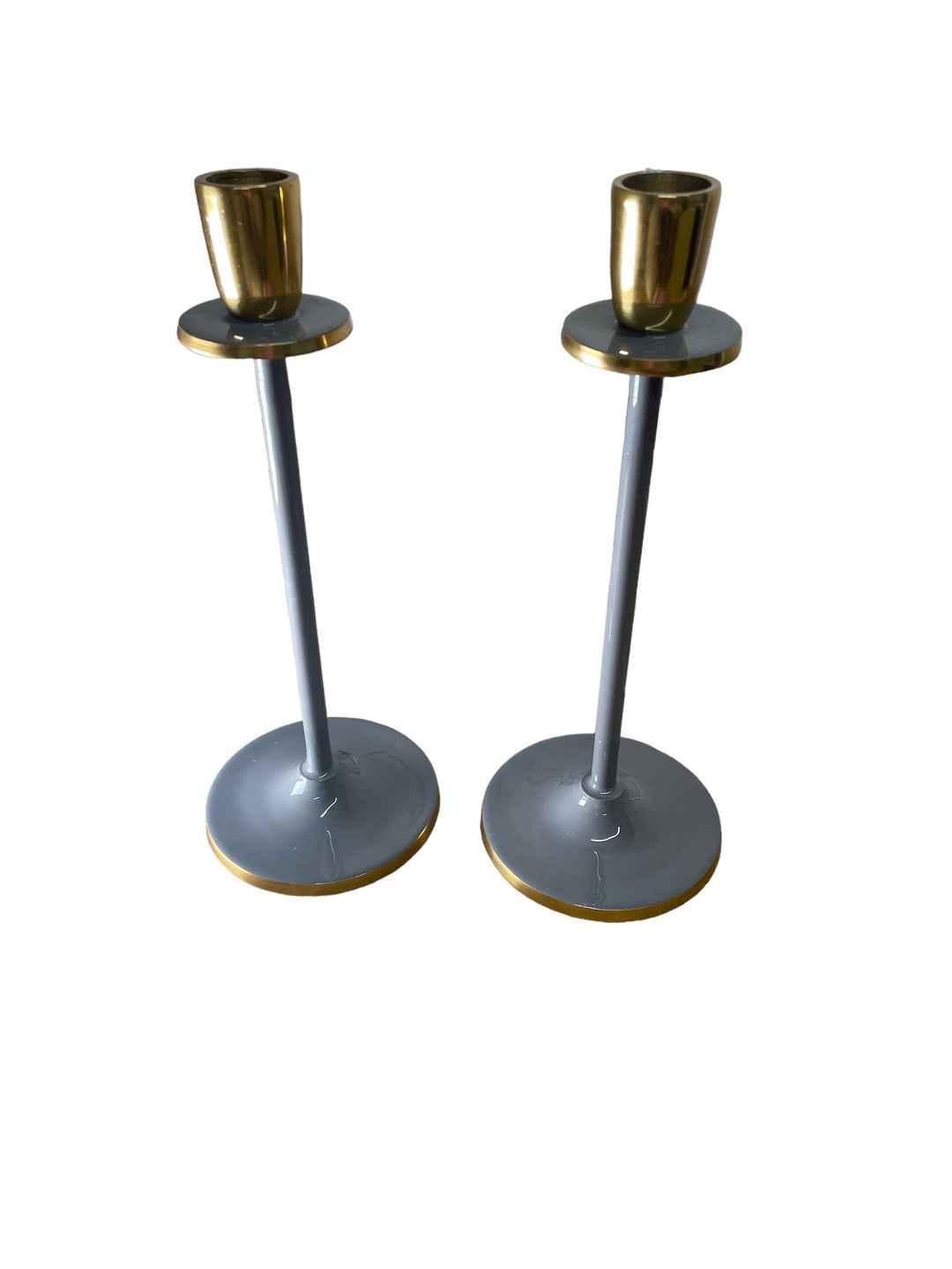 Glossy Grey Irina Candlestick, 26cm - Smiddy Furniture-1