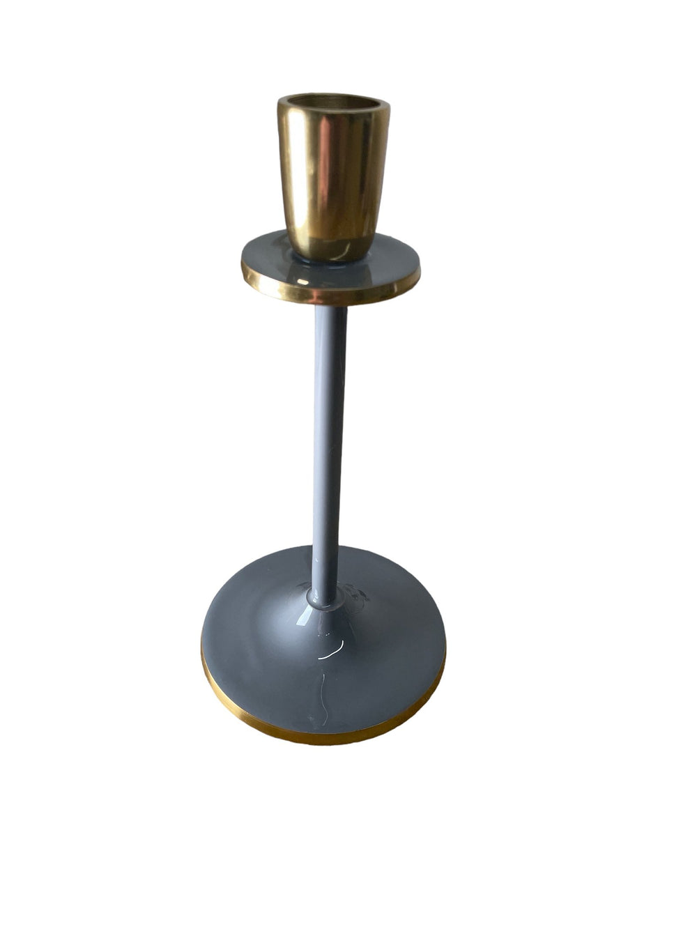 Glossy Grey Irina Candlestick, 20cm - Smiddy Furniture-2