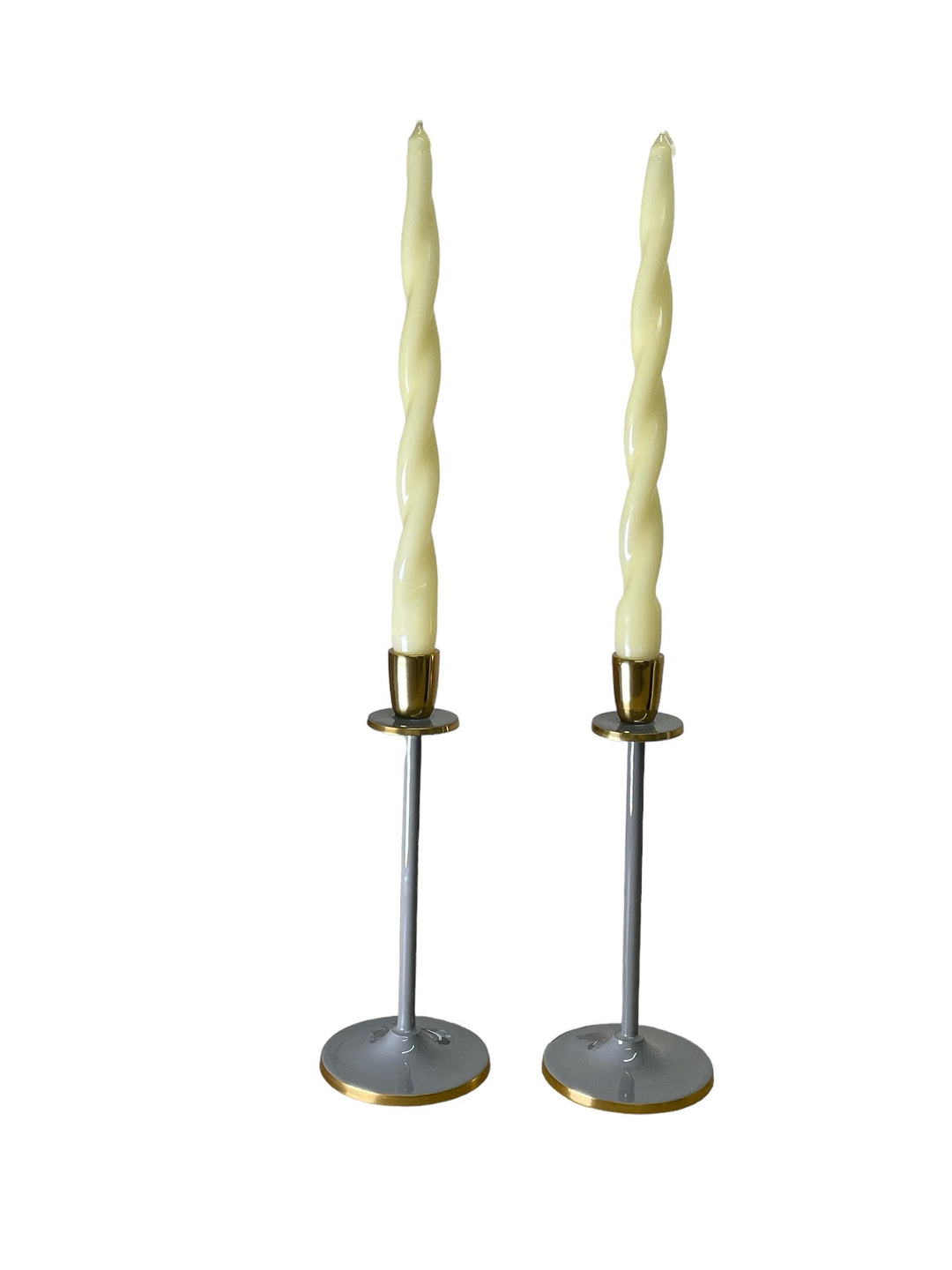 Glossy Grey Irina Candlestick, 20cm-Smiddy Furniture