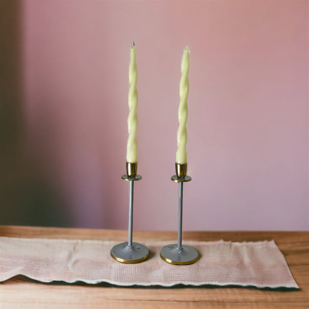 Glossy Grey Irina Candlestick, 20cm-Smiddy Furniture