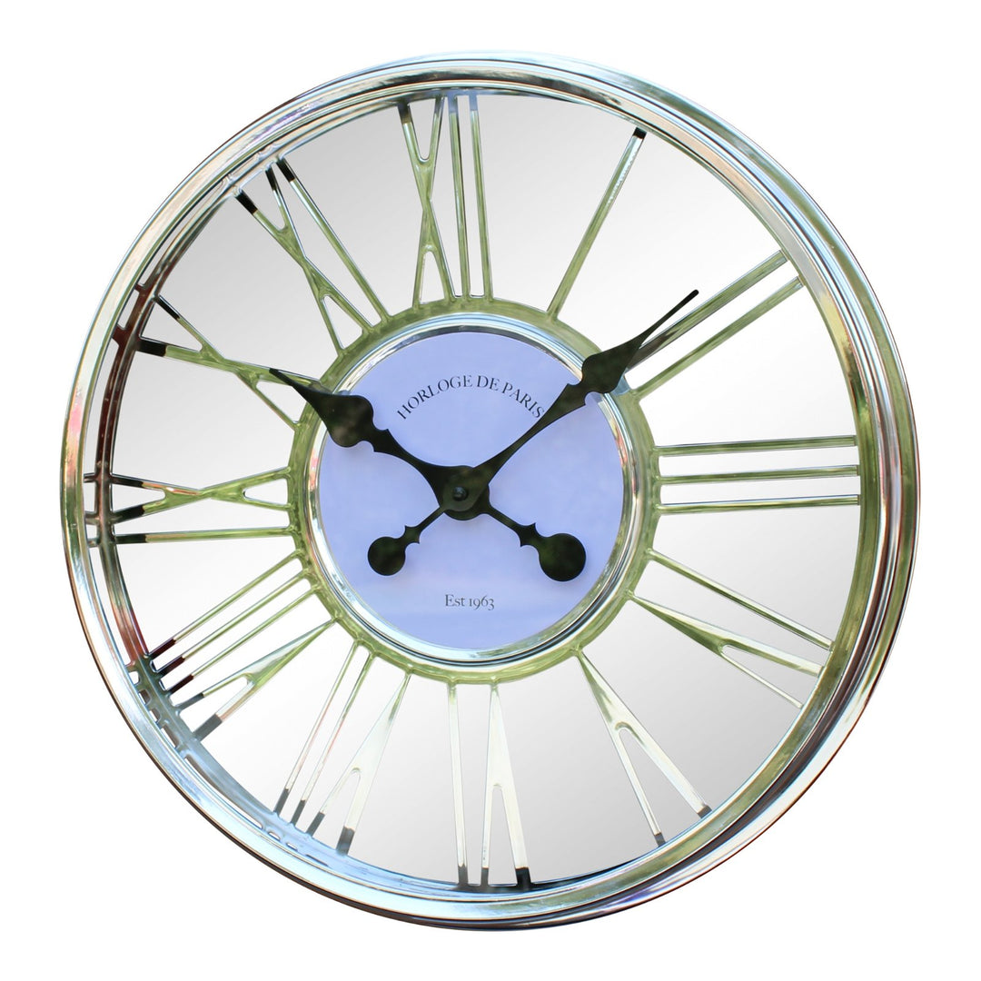 Large Silver Wall Clock 45cm - Smiddy Furniture-1