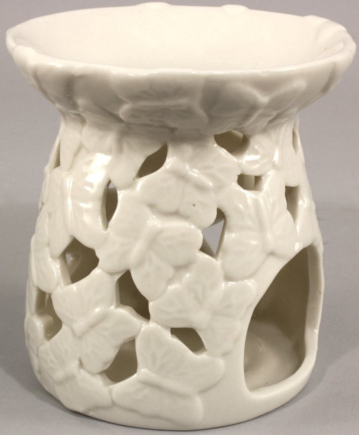 White Embossed Butterfly Oil Burner - Smiddy Furniture-2