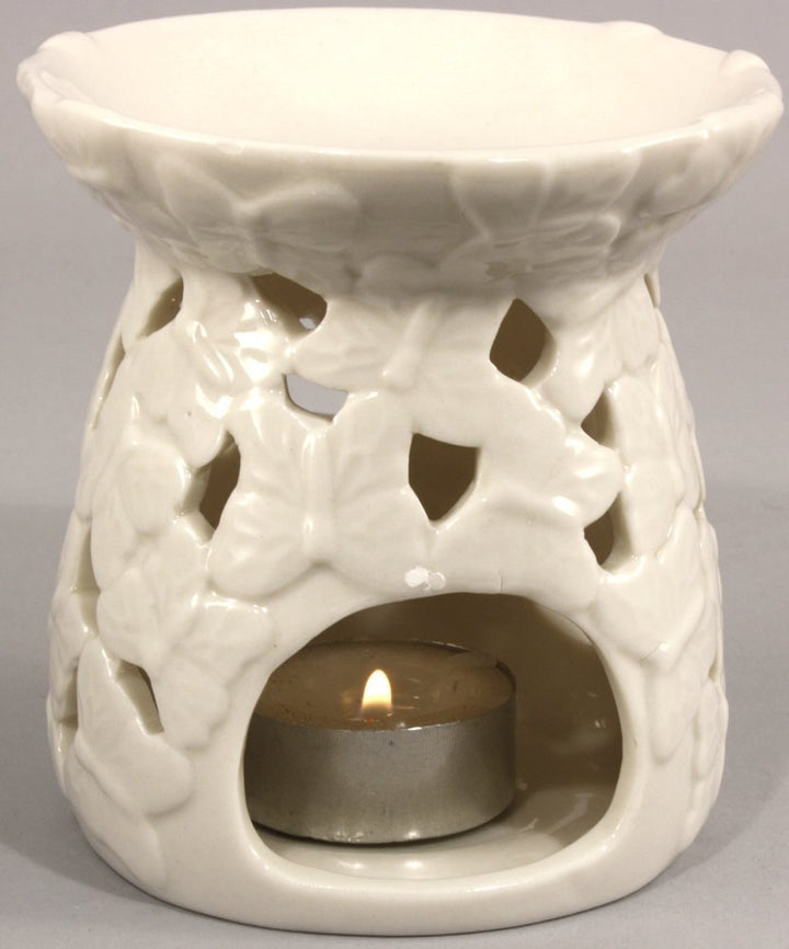White Embossed Butterfly Oil Burner - Smiddy Furniture-3