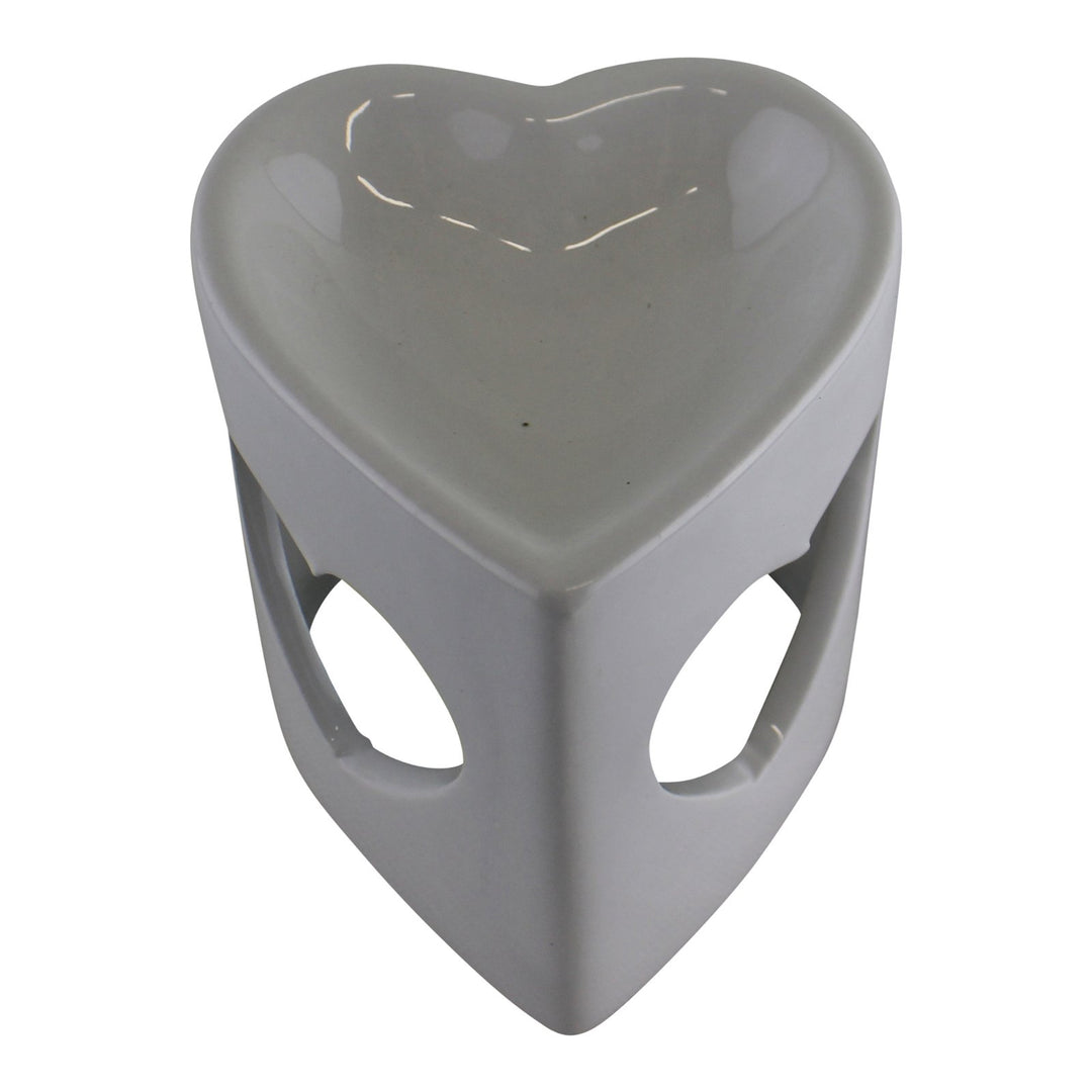 Heart Shaped White Ceramic Oil Burner - Smiddy Furniture-2