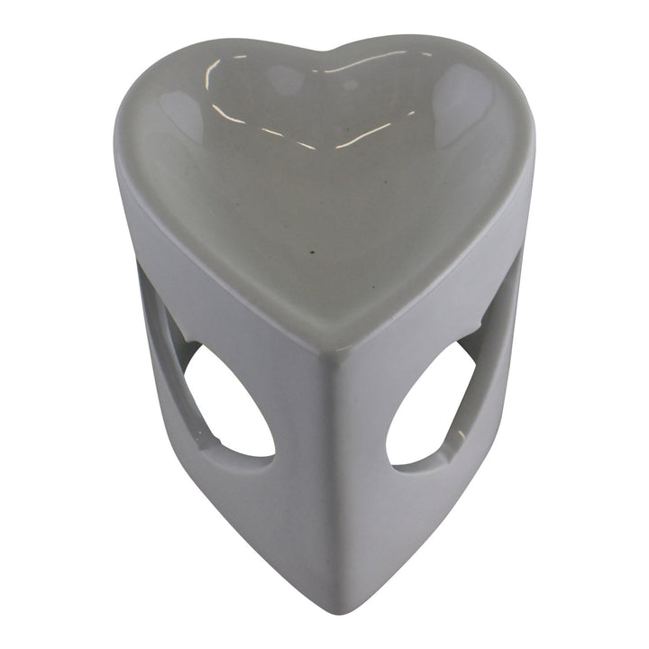 Heart Shaped White Ceramic Oil Burner - Smiddy Furniture-2