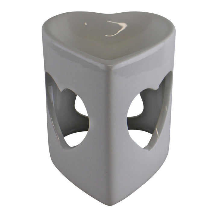 Heart Shaped White Ceramic Oil Burner - Smiddy Furniture-1